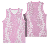 Puakenikeni and Maile Lei Basketball Jersey Pink Double Strand Lei LT9 - Polynesian Pride