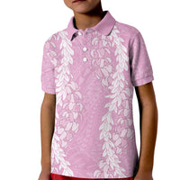 Puakenikeni and Maile Lei Kid Polo Shirt Pink Double Strand Lei LT9 Kid Pink - Polynesian Pride