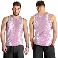 Puakenikeni and Maile Lei Men Tank Top Pink Double Strand Lei LT9 - Polynesian Pride