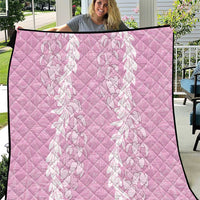 Puakenikeni and Maile Lei Quilt Pink Double Strand Lei