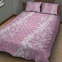 Puakenikeni and Maile Lei Quilt Bed Set Pink Double Strand Lei LT9 - Polynesian Pride