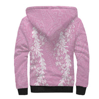 Puakenikeni and Maile Lei Sherpa Hoodie Pink Double Strand Lei LT9 - Polynesian Pride