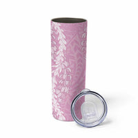 Puakenikeni and Maile Lei Skinny Tumbler Pink Double Strand Lei