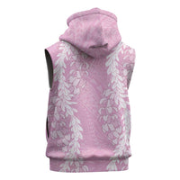 Puakenikeni and Maile Lei Sleeveless Zip Hoodie Pink Double Strand Lei LT9 - Polynesian Pride