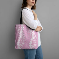 Puakenikeni and Maile Lei Tote Bag Pink Double Strand Lei - Polynesian Pride