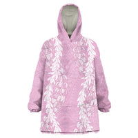 Puakenikeni and Maile Lei Wearable Blanket Hoodie Pink Double Strand Lei LT9 One Size Pink - Polynesian Pride