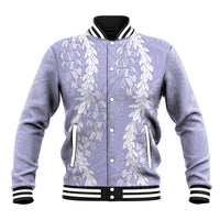 Puakenikeni and Maile Lei Baseball Jacket Purple Double Strand Lei LT9 Unisex Purple - Polynesian Pride