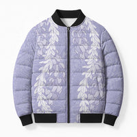 Puakenikeni and Maile Lei Bomber Puffer Jacket Purple Double Strand Lei LT9 Unisex Purple - Polynesian Pride
