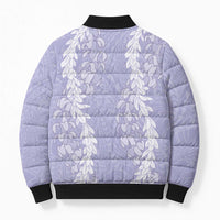 Puakenikeni and Maile Lei Bomber Puffer Jacket Purple Double Strand Lei LT9 - Polynesian Pride