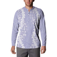 Puakenikeni and Maile Lei Button Sweatshirt Purple Double Strand Lei LT9 - Polynesian Pride