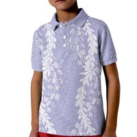 Puakenikeni and Maile Lei Kid Polo Shirt Purple Double Strand Lei LT9 Kid Purple - Polynesian Pride
