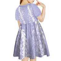 Puakenikeni and Maile Lei Kid Short Sleeve Dress Purple Double Strand Lei LT9 - Polynesian Pride