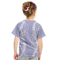 Puakenikeni and Maile Lei Kid T Shirt Purple Double Strand Lei