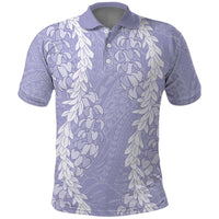 Puakenikeni and Maile Lei Polo Shirt Purple Double Strand Lei