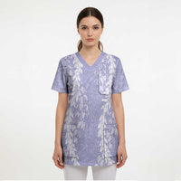 Puakenikeni and Maile Lei Scrub Top Purple Double Strand Lei - Polynesian Pride