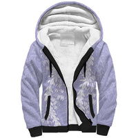 Puakenikeni and Maile Lei Sherpa Hoodie Purple Double Strand Lei LT9 Unisex Purple - Polynesian Pride