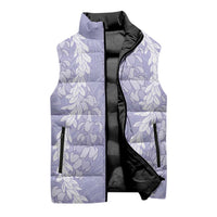 Puakenikeni and Maile Lei Sleeveless Puffer Jacket Purple Double Strand Lei LT9 - Polynesian Pride