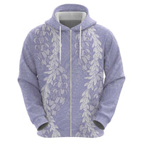 Puakenikeni and Maile Lei Zip Hoodie Purple Double Strand Lei