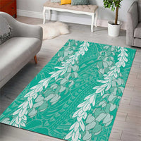 Puakenikeni and Maile Lei Area Rug Sage Green Double Strand Lei