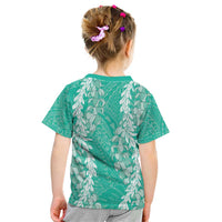 Puakenikeni and Maile Lei Kid T Shirt Sage Green Double Strand Lei