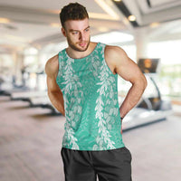 Puakenikeni and Maile Lei Men Tank Top Sage Green Double Strand Lei LT9 Sage Green - Polynesian Pride