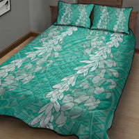 Puakenikeni and Maile Lei Quilt Bed Set Sage Green Double Strand Lei LT9 - Polynesian Pride