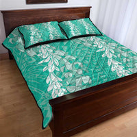 Puakenikeni and Maile Lei Quilt Bed Set Sage Green Double Strand Lei LT9 - Polynesian Pride