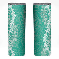 Puakenikeni and Maile Lei Skinny Tumbler Sage Green Double Strand Lei