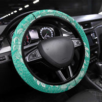 Puakenikeni and Maile Lei Steering Wheel Cover Sage Green Double Strand Lei LT9 Universal Fit Sage Green - Polynesian Pride