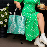 Puakenikeni and Maile Lei Tote Bag Sage Green Double Strand Lei - Polynesian Pride