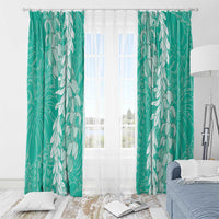 Puakenikeni and Maile Lei Window Curtain Sage Green Double Strand Lei