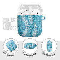 Blue Puakenikeni and Maile Lei AirPods Case Hawaiian Style Tribal Tapa Double Strand Lei - Polynesian Pride
