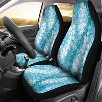 Blue Puakenikeni and Maile Lei Car Seat Cover Hawaiian Style Tribal Tapa Double Strand Lei