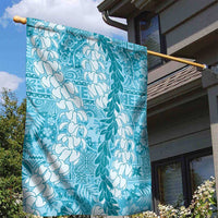 Blue Puakenikeni and Maile Lei Garden Flag Hawaiian Style Tribal Tapa Double Strand Lei