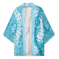 Blue Puakenikeni and Maile Lei Kimono Hawaiian Style Tribal Tapa Double Strand Lei LT9 Unisex Blue - Polynesian Pride