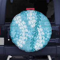 Blue Puakenikeni and Maile Lei Spare Tire Cover Hawaiian Style Tribal Tapa Double Strand Lei