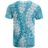 Blue Puakenikeni and Maile Lei T Shirt Hawaiian Style Tribal Tapa Double Strand Lei