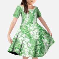 Green Puakenikeni and Maile Lei Family Matching Mermaid Dress and Hawaiian Shirt Hawaiian Style Tribal Tapa Double Strand Lei