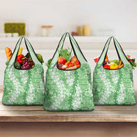 Green Puakenikeni and Maile Lei Grocery Bag Hawaiian Style Tribal Tapa Double Strand Lei