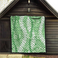 Green Puakenikeni and Maile Lei Quilt Hawaiian Style Tribal Tapa Double Strand Lei