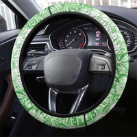 Green Puakenikeni and Maile Lei Steering Wheel Cover Hawaiian Style Tribal Tapa Double Strand Lei