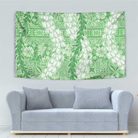 Green Puakenikeni and Maile Lei Tapestry Hawaiian Style Tribal Tapa Double Strand Lei