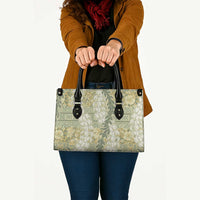 Vintage Puakenikeni and Maile Lei Leather Bag Hawaiian Style Tribal Tapa Double Strand Lei - Polynesian Pride