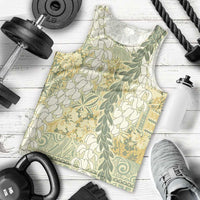 Vintage Puakenikeni and Maile Lei Men Tank Top Hawaiian Style Tribal Tapa Double Strand Lei