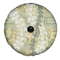 Vintage Puakenikeni and Maile Lei Spare Tire Cover Hawaiian Style Tribal Tapa Double Strand Lei