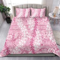 Pink Puakenikeni and Maile Lei Bedding Set Hawaiian Style Tribal Tapa Double Strand Lei