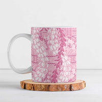 Pink Puakenikeni and Maile Lei Ceramic Mug Hawaiian Style Tribal Tapa Double Strand Lei LT9 Pink - Polynesian Pride