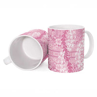 Pink Puakenikeni and Maile Lei Ceramic Mug Hawaiian Style Tribal Tapa Double Strand Lei LT9 - Polynesian Pride