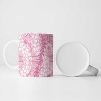 Pink Puakenikeni and Maile Lei Ceramic Mug Hawaiian Style Tribal Tapa Double Strand Lei LT9 - Polynesian Pride