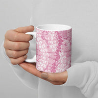 Pink Puakenikeni and Maile Lei Ceramic Mug Hawaiian Style Tribal Tapa Double Strand Lei LT9 - Polynesian Pride